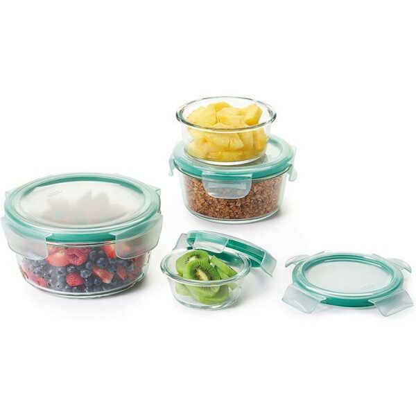 8 Piece Smart Seal Glass Round Container Set