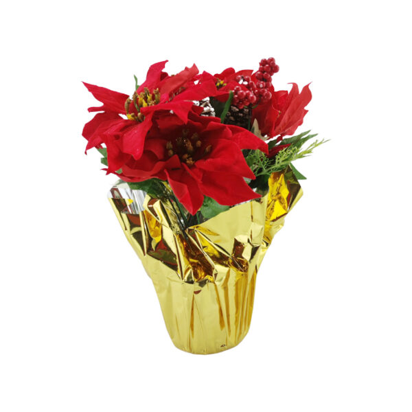 Flower 15" With Velvet Decorative Poinsettia Pot
