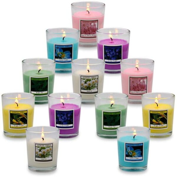 Candle With Glass Cup, Assorted Color
