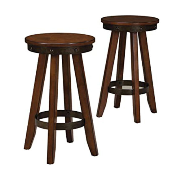 Stools Wood Set Of 2 Cherry Backless