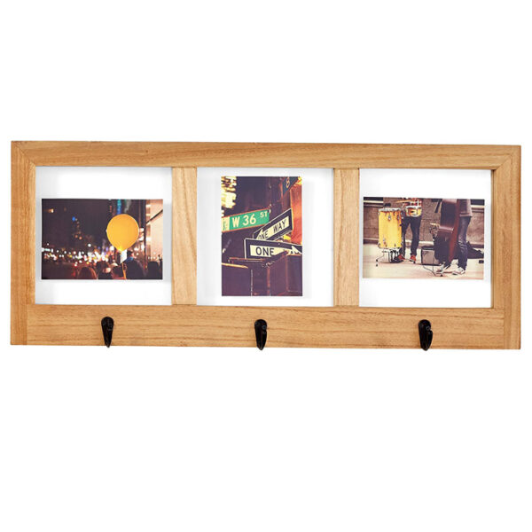 Window Pane Frame With 3 Hook Natural & Black