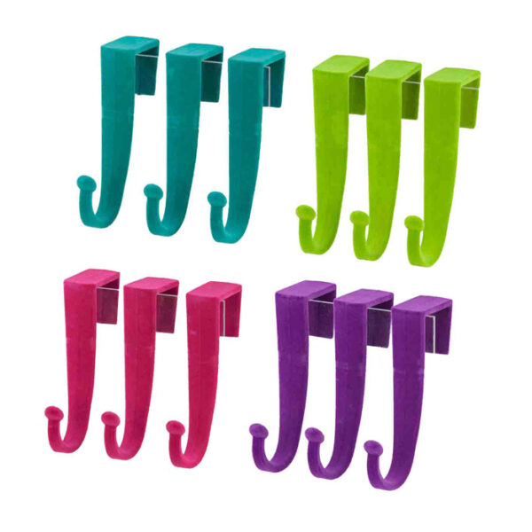 3 Pack Over The Door Hook Brights Assorted