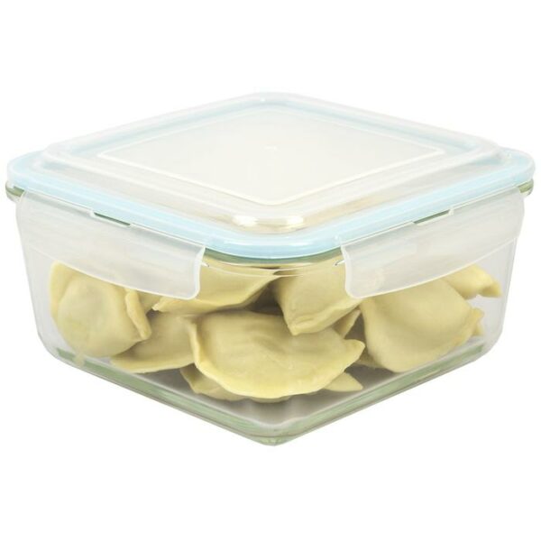 Glass Storage Container With Locking  Lid Square