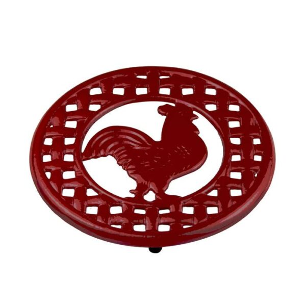 Cast Iron Rooster Trivet Red
