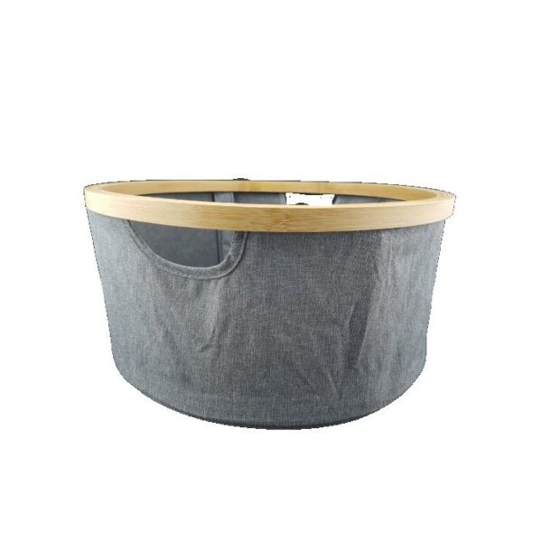 Round Laundry Basket With Bamboo Top Assorted
