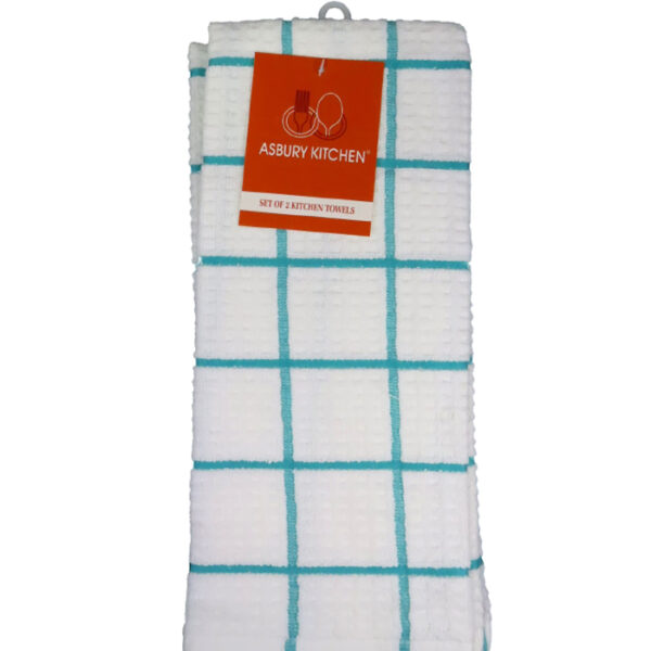 2 Pieces Kitchen Towel Plaid 100% Cotton