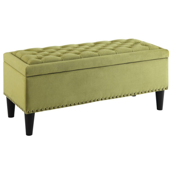 Bench Storage Basil Green Legs 17.25X44X18.25