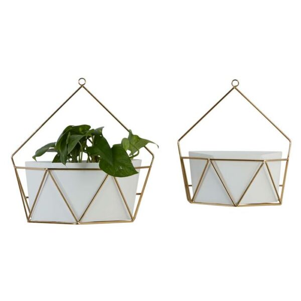 Metal Gold White Wall Planter Set Of 2 12",15"W