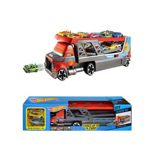 Mattel Hot Wheel Blastin Rig Car Hauler With 3 Car