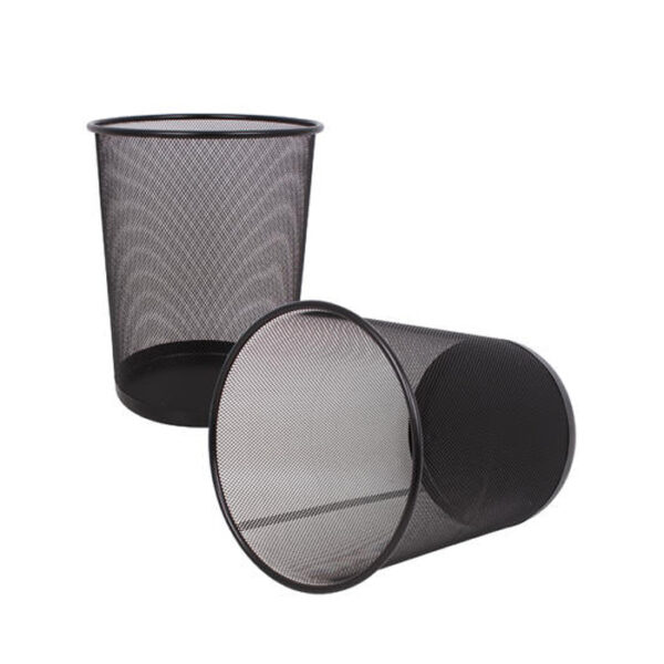 Black Mesh Wastebasket Trash Can