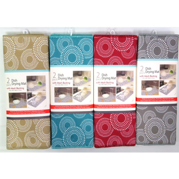 Dish Drying Mat 2 Pack 15 Medallion Assorted Color