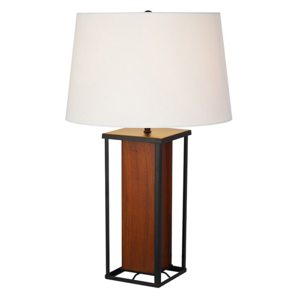 Wood Table Lamp White Shade 23.5H