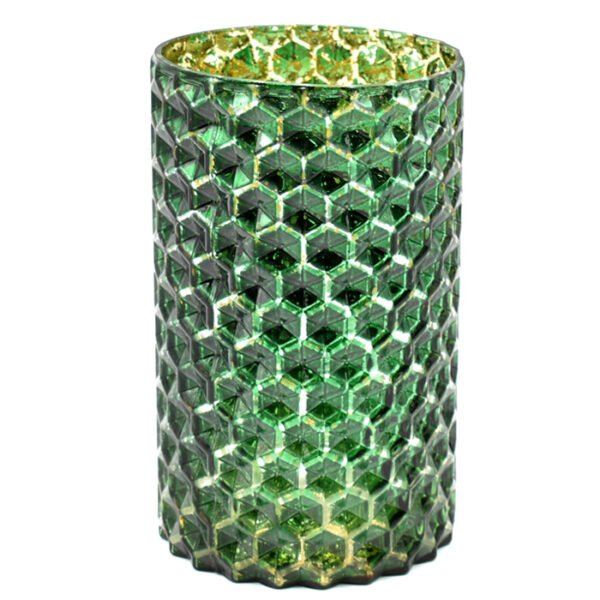 Glass Candle Holder Green 7X4