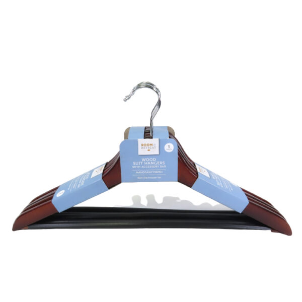 5 Pack Hangers Suit Wood Cherry