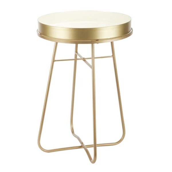 Enamel Side Table White 17"W,24"H