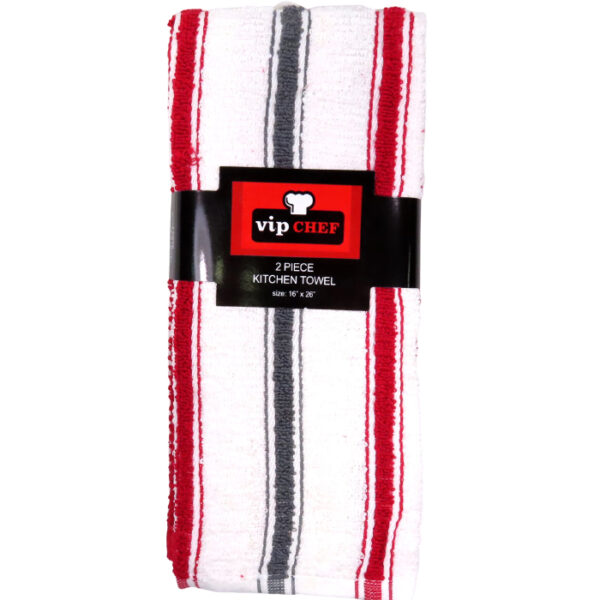 2 Piece Kitchen Towel Set Red Stripe