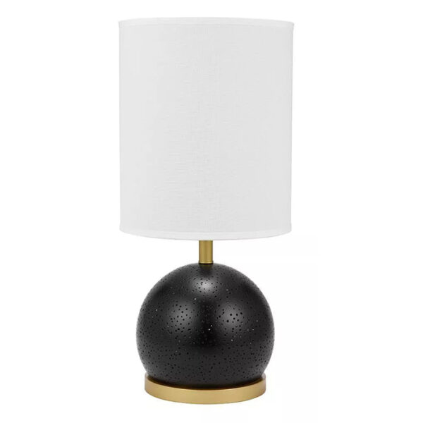 Black Table Lamp 25H White Shade