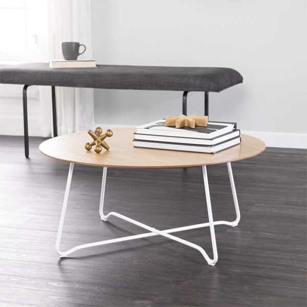 Coffee Table 31.5x14 Natural Top White Legs