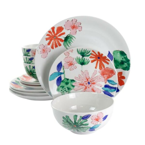 Dazzling Lily Ceramic Dinnerware Set 12 Pieces