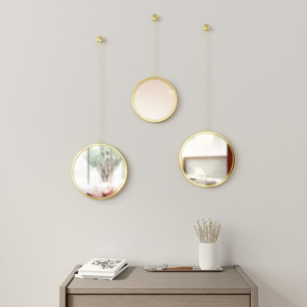 Dima Round Mirror Set Of 3  Brass
