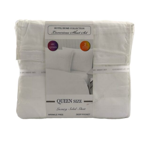 6 Pieces Open Pack Sheets Solid Queen White