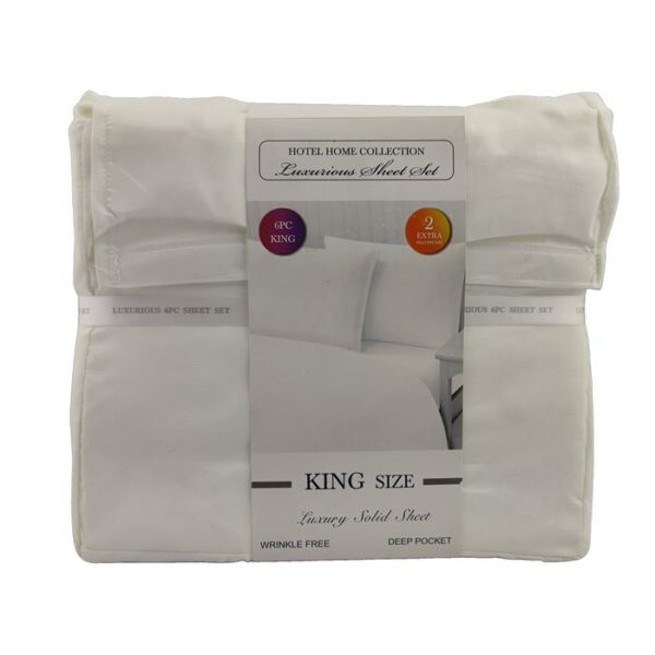 6 Pieces Open Pack Sheets Solid King White