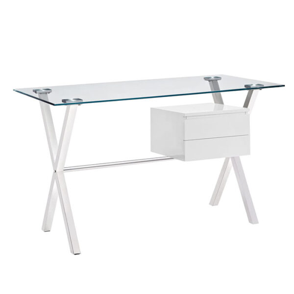 Stasis Glass Top Office Desk White