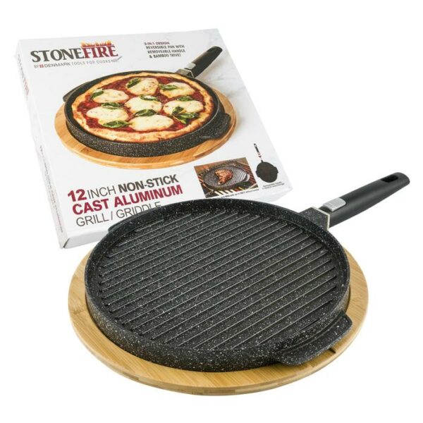 12" Cast Aluminum Reversible Griddle With Bambo