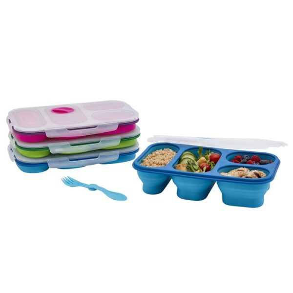 Collapsible Silicon 3 Compartment Assorted Colors