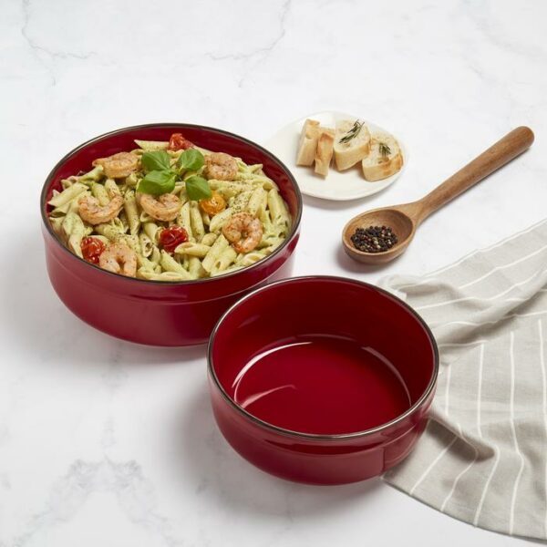 2 Pieces Server Bowl Set Red