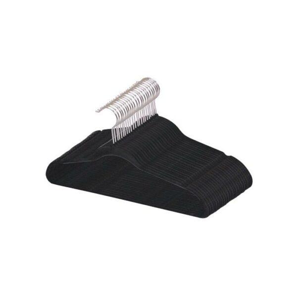 25 Pack Flocked Suit Hanger Black