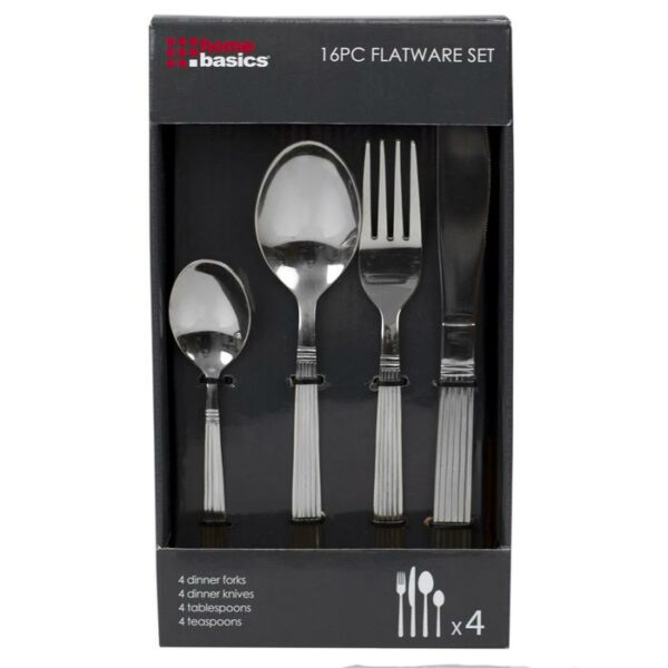 16 Pieces Stainless Steel Cutlery Set Stripes