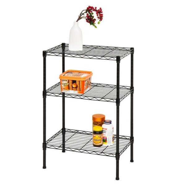 3 Tier Wire Shelf Rack Black