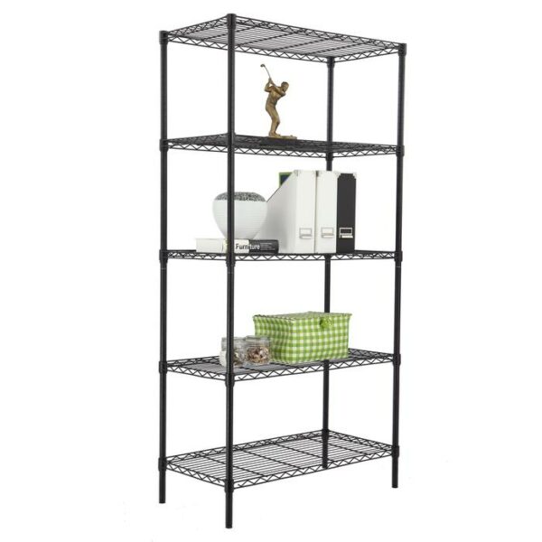5 Tier Wire Shelf Rack Black