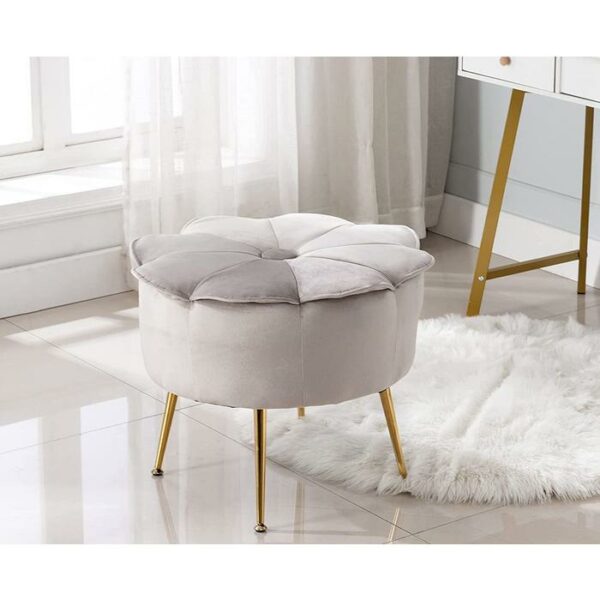 Grey Round Floral Stool