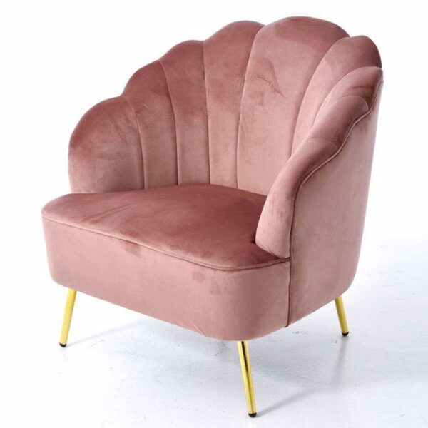 One Seater Scalop Sofa Velvet Pink