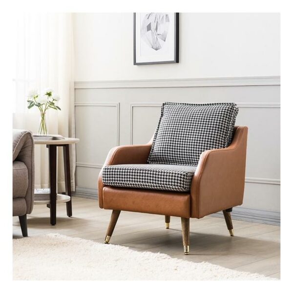 Elisa Leather Armchair Brown with Cushion