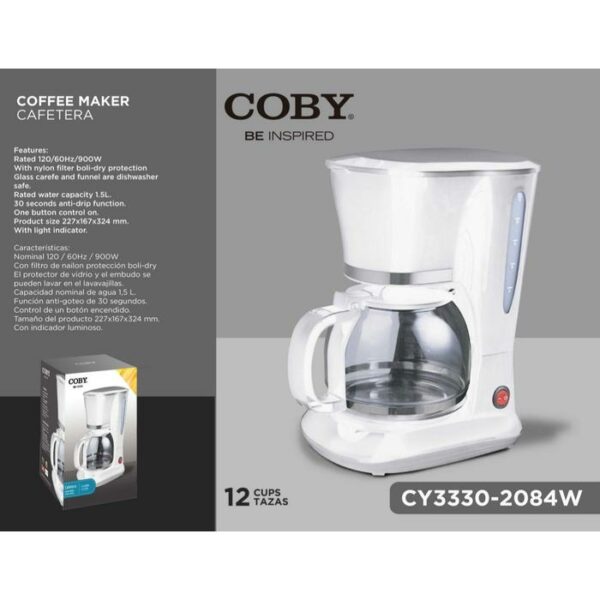 Coby Coffee Maker White 12 Cups