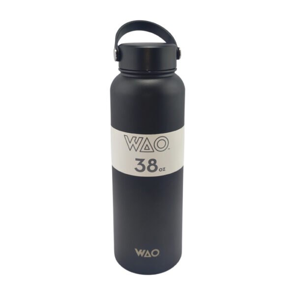 Wao 38Oz Thermal Bottle With Lid Black