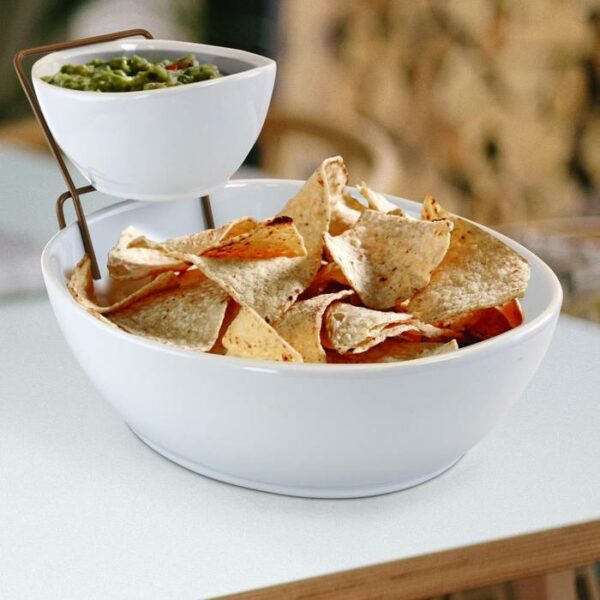 Gibson 2 Tier Porcelain Chip & Dip With Metal Rack