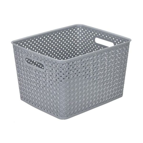 Resin Wicker Storage Tote Grey Large
