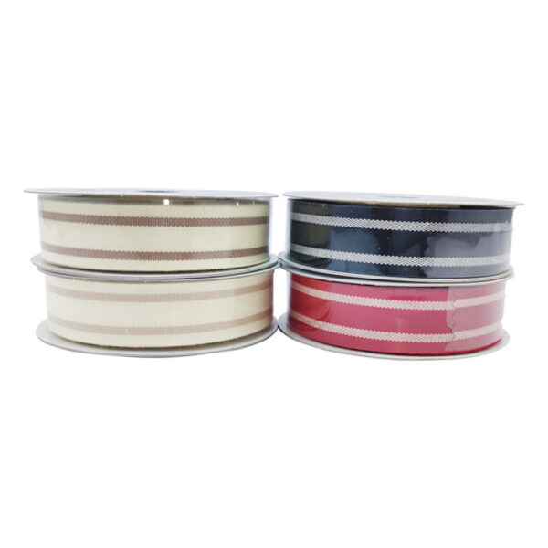 7/8'' Herringbone Twill With Stripes Ribbon 10Yard