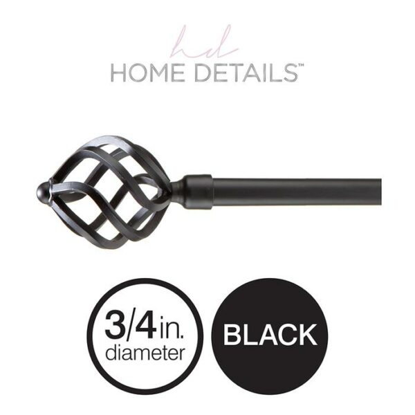 Royal Twist Decorative Curtain Rod 24-48" Black