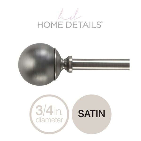 Solid Knob Decorative Curtain Rod 24-48" Satin