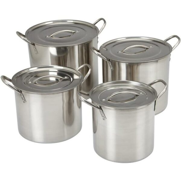 4 Piece Set Stock Pot Stainless Steel