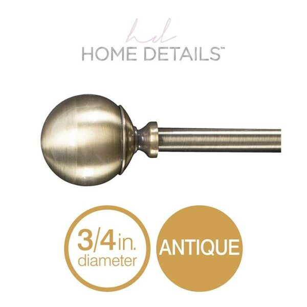 Solid Knob Curtain Rod Set 66-120" Antique