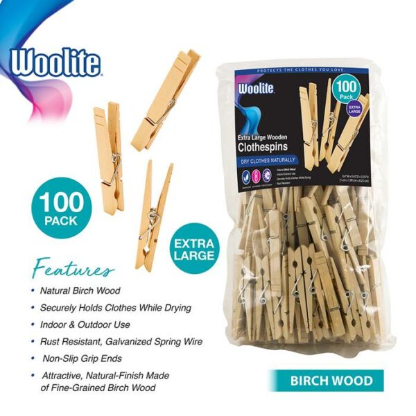 100 Count Extra Large Wooden Clothespins
