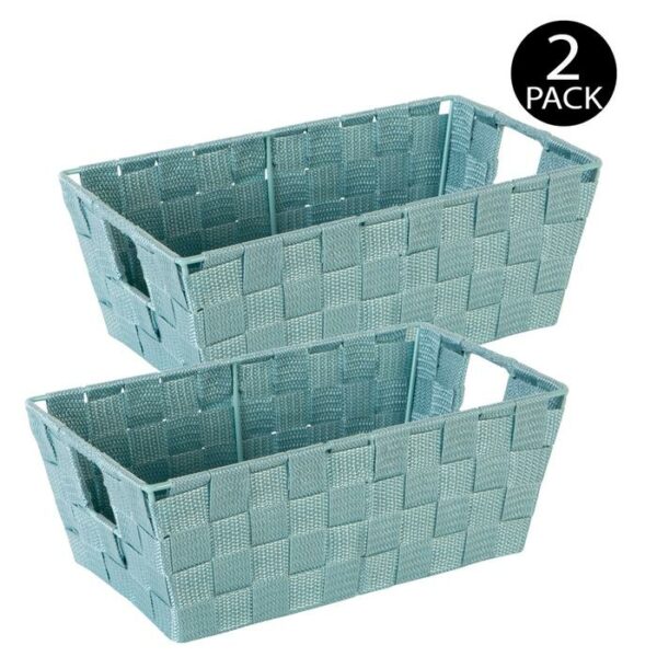 2 Pack Woven Strap Small Shelf Tote 6.5x11.4x4.5