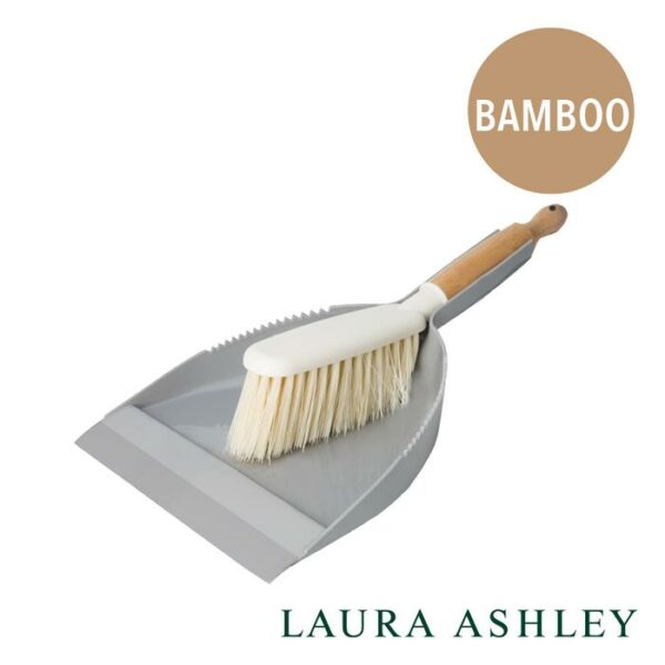 Bamboo Dustpan & Brush Set Bamboo Grey & White