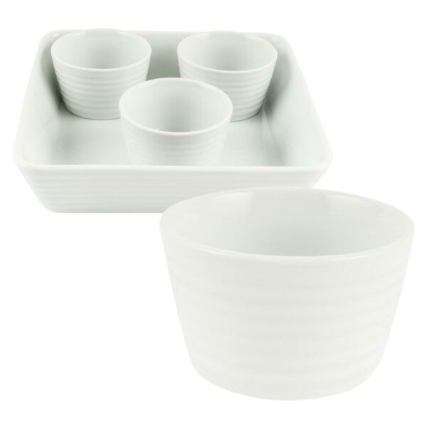2 Pieces Oval Baker Set Porcelain White